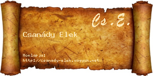 Csanády Elek névjegykártya